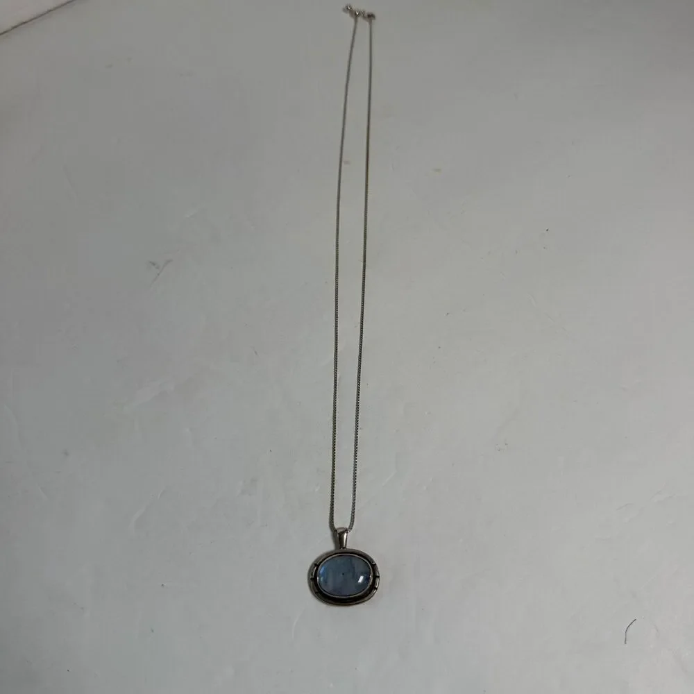 H Rose 925 Sterling Silver Rainbow Moonstone Pendant Necklace 22